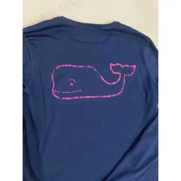 Vineyard Vine's Performance Blue Long Sleeve Top Pink Logo Women's Small - Picture 6 of 6